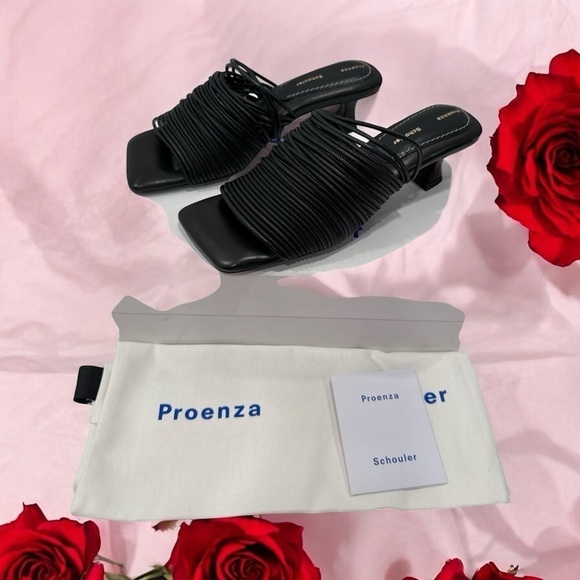 Proenza Schouler Rolo Black Leather Strappy Kitten Heels, Size 36.5 Sandals NWB - Picture 4 of 9